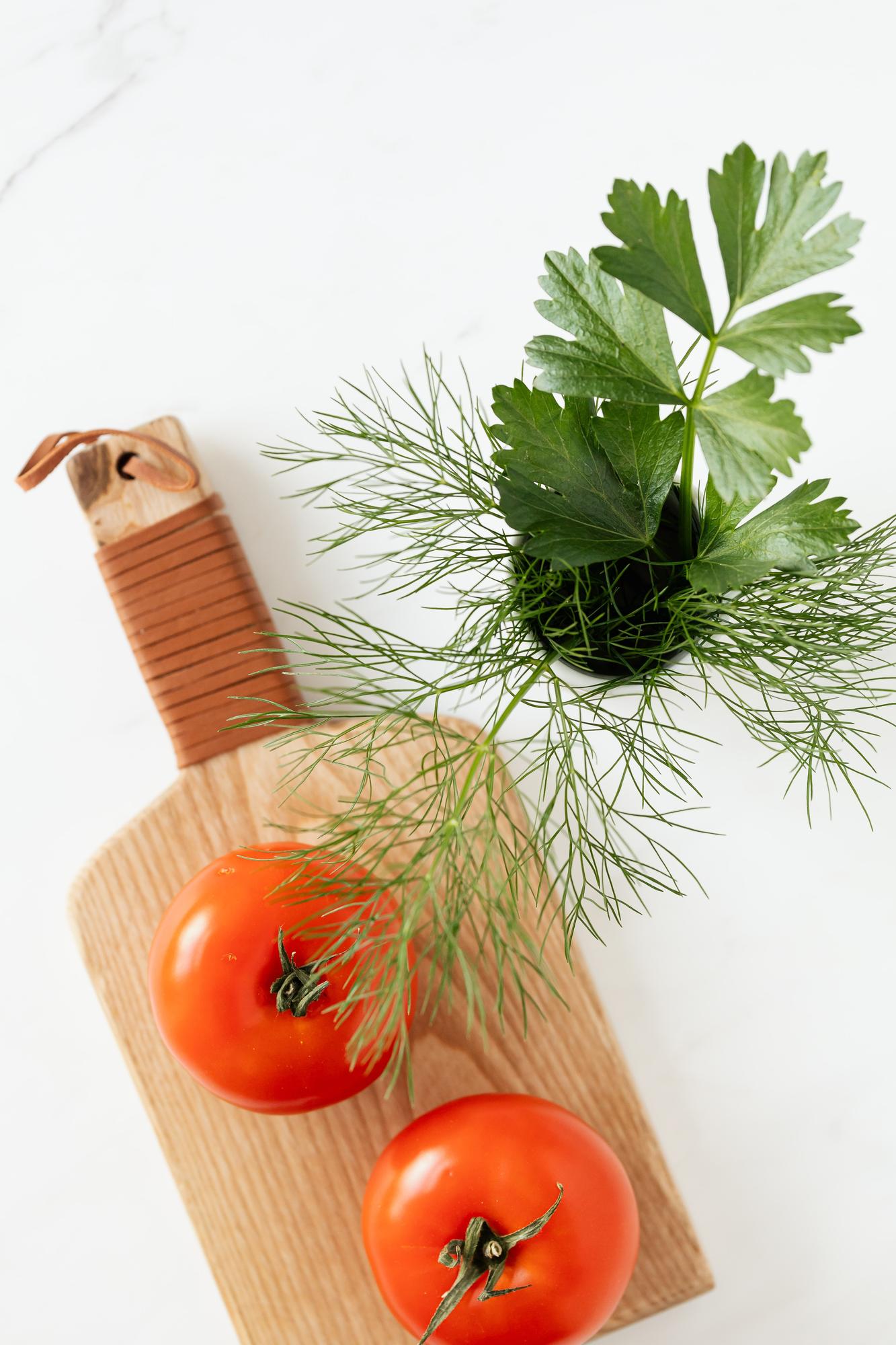 Close-up of fresh herbs and vegetables